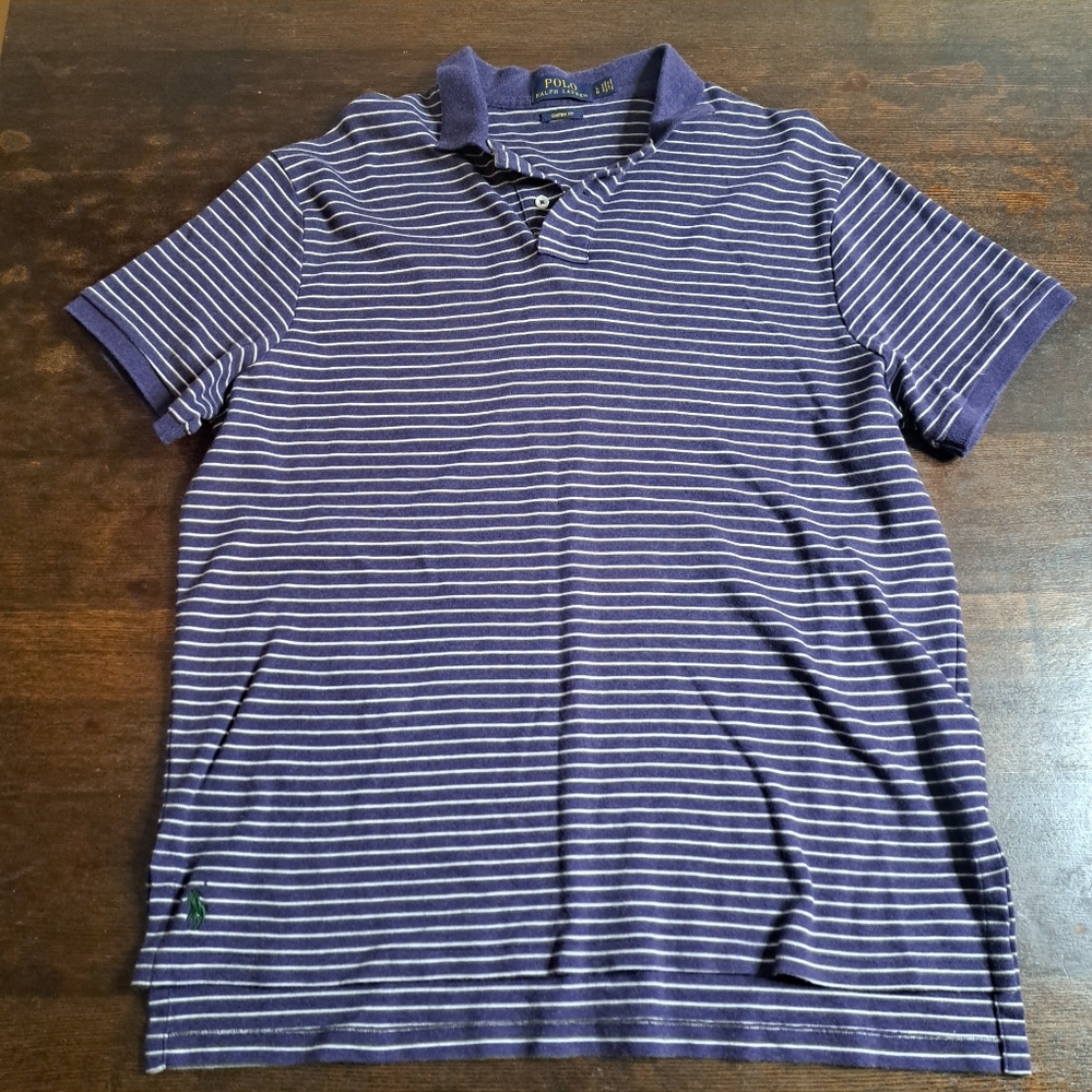 Polo Ralph Lauren Shirt Mens Large Purple White Striped Pony Embroidered Custom